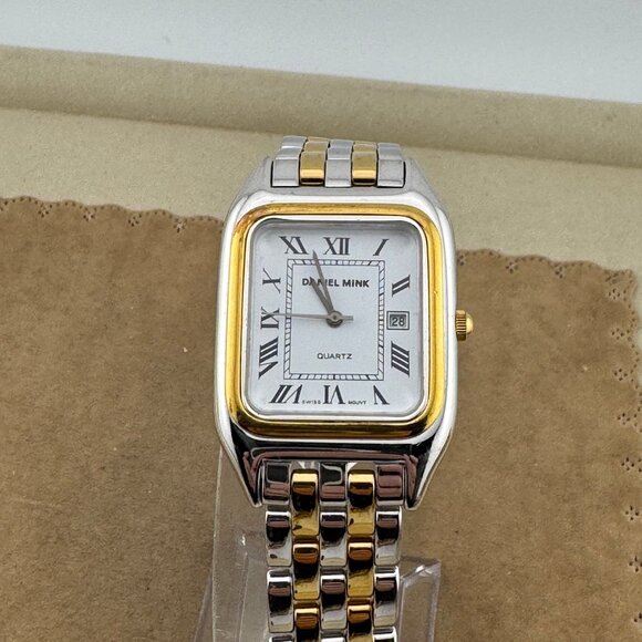 Vintage Daniel Mink Swiss Made Watch, Elegant Tank Styled 18 Kart Gold PLated - Picture 2 of 8